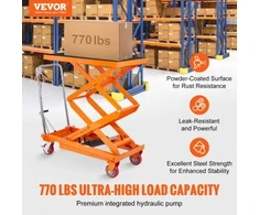 Koduva VEVOR hidraulinis keltuvas vežimėlis, 350 kg keliamoji galia, 1530 mm kėlimo aukštis, dvigubas žirklinis, su 4 ratais