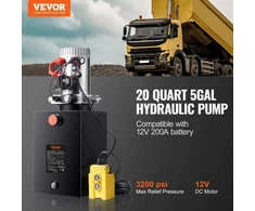 VEVOR Hidraulinis siurblys, 20 kvortų hidraulinis jėgos blokas, vieno veikimo, DC 12 V, 0,91 GPM, 3200 PSI