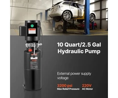 VEVOR Hidraulinis siurblys, AC 220 V, 10 kvarčių, vienpusio veikimo, 6,3 l/min, 22 MPa, juodas