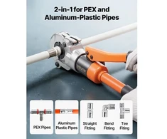 Koduva VEVOR hidraulinis vamzdžių užspaudimo įrankis PEX ir aliuminio-plastiko vamzdžių jungiamosioms detalėms, U16 U20 U25 U32 žandikauliai, lagaminas