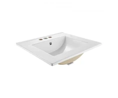 Koduva VEVOR įleidžiamas pusiau įleidžiamas vonios praustuvas, stačiakampis, baltas keraminis, 510 x 465 mm, su 3 maišytuvo skylėmis ir persipylimu