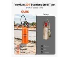 VEVOR Industrialinis betono purkštuvas, 14 l, nerūdijantis plienas, oranžinis