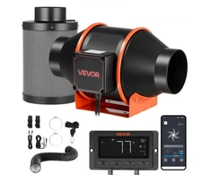 Ventiliatorius Koduva VEVOR inline duct fan kit su anglies filtru, 349 m³/h, 101.6 mm, HF-100PE