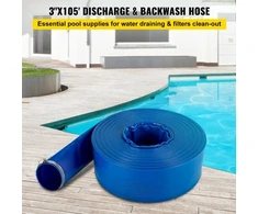 Koduva VEVOR išleidimo žarna, 76 mm x 32 m, PVC plokščia žarna su spaustukais, mėlyna