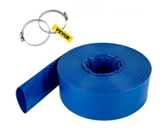Koduva VEVOR išleidimo žarna, 76 mm x 32 m, PVC plokščia žarna su spaustukais, mėlyna