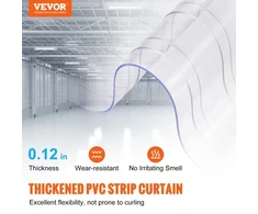 Koduva VEVOR juostinė užuolaida, 100 pėdų x 12 col. x 0,12 col., skaidri gofruota PVC juosta