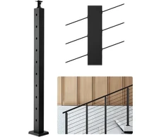Koduva VEVOR kabelinių turėklų stulpas, 36 x 2 x 2 col., juodas, su 30° pasvirusiomis iš anksto išgręžtomis skylėmis, 1 vnt.