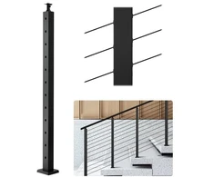 Koduva VEVOR kabelių turėklų stulpas, 42 x 2 x 2 col., su 30° iš anksto išgręžtomis skylėmis, juodas