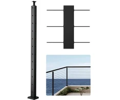 Koduva VEVOR kabelių turėklų stulpas, kampinis, 42x1x2 col., juodas, 1 vnt.