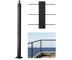 Koduva VEVOR kabelių turėklų stulpas, kampinis, 42x2x2 col., juodas, 1 vnt.