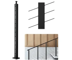 Koduva VEVOR kabelių turėklų stulpas laiptams, 42x1x2 col., juodas, su 30° skylėmis, 1 vnt.