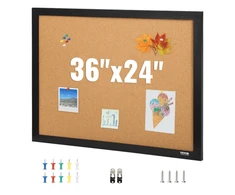 VEVOR Kamštinė lenta, 36 x 24 col., su MDF rėmu, su 10 smeigtukų