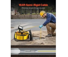 Koduva VEVOR kanalizacijos kamera, 164 ft/50 m, 4,3 colio vamzdžių apžiūros kamera su 6 reguliuojamais LED, 16GB kortele ir 8500mAh baterija
