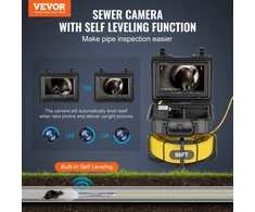 Koduva VEVOR kanalizacijos kamera, 98 ft/30 m, savaime išsilyginanti, 9" 1080P ekranas, 36X priartinimas, 12 LED, 32GB