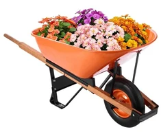 Koduva VEVOR karutis su ratuku WB-007A, 6 kub. pėd. / 150 kg, oranžinis ir juodas