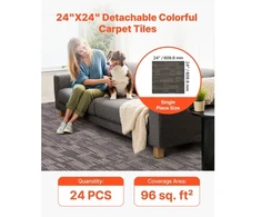 Koduva VEVOR kiliminės plytelės, 610 x 610 mm, 24 vnt., pilka ir ruda