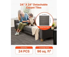Koduva VEVOR kiliminės plytelės 610 x 610 mm, 24 vnt., modulinis kilimas, tamsiai ruda