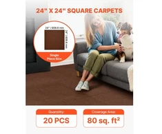 Koduva VEVOR kiliminės plytelės 610x610 mm, 20 vnt., lipnios, tamsiai rudos