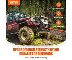 VEVOR Kinetinė vilkimo virvė 1" x 30' / 9,1 m, 38 000 lbs, sunkiam bekelės naudojimui