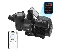 Koduva VEVOR kintamo greičio baseino siurblys, 1350 W, AC 220–240 V, 30 000 l/h, su filtro krepšeliu
