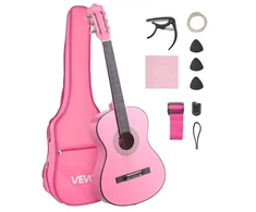VEVOR Klasikinė gitara, 960 mm, rožinė, su priedų rinkiniu
