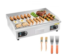 VEVOR Komercinė elektrinė keptuvė, 655 x 400 mm, 4000 W, 50–300 °C, nerūdijančio plieno, be kištuko