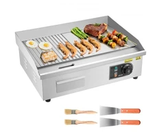 VEVOR Komercinė elektrinė keptuvė-grilis, 535 x 300 mm, 3200 W, 50–300 °C, nerūdijančio plieno korpusas