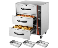 VEVOR Komercinis elektrinis stalčiaus šildytuvas, 3 stalčių, nerūdijančio plieno, 30–85 °C