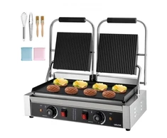 Koduva VEVOR komercinis panini grilis, 3600 W, nerūdijančio plieno, dvigubas sumuštinių presas, 48x23 cm