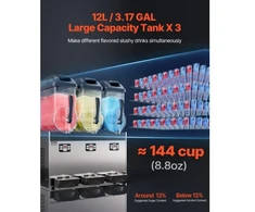 VEVOR Komercinis šerbetų aparatas, 12 l x 3, XRJ12LX3