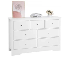 Koduva VEVOR komoda su 7 stalčiais, balta, 119,9 x 40 x 81,3 cm