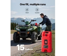 Koduva VEVOR kuro talpa, 15 gal., nešiojama kuro talpa su gravitaciniu ir rankiniu siurbliu, su ratukais