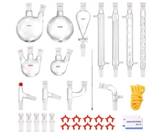 Koduva VEVOR laboratorinis distiliavimo rinkinys, 3,3 boro stiklas, 24/40 jungtys, 1000 ml, 32 dalių