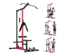 VEVOR Lat traukos treniruoklis 3-in-1 row cable machine, juodas