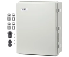 Koduva VEVOR lauko elektrinė jungiamoji dėžė, 350 x 250 x 150 mm, ABS plastiko korpusas su atverčiamu dangčiu ir nerūdijančio plieno skląsčiu