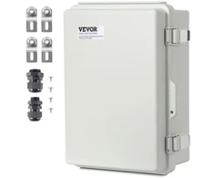 Koduva VEVOR lauko elektros jungiamoji dėžė, 300 x 200 x 180 mm, ABS plastiko korpusas su vyriniu dangčiu ir nerūdijančio plieno užraktu