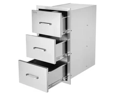 Koduva VEVOR lauko virtuvės stalčiai, 16″ pločio, 28,5″ aukščio, 20,5″ gylio, įleidžiami, 3 stalčių, nerūdijantis plienas