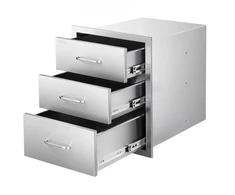 Koduva VEVOR lauko virtuvės stalčiai, 18,11" W x 23,23" D x 23,23" H, nerūdijančio plieno BBQ stalčiai su rankenomis, triguba prieiga