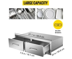 Koduva VEVOR lauko virtuvės stalčiai, 30" W x 10" H x 20" D, horizontalūs dvigubi BBQ stalčiai su rankena