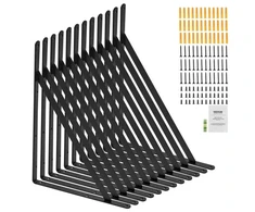 Koduva VEVOR lentynų laikikliai, 18 x 12 in, 12 vnt., 3 mm, matiniai juodi, trikampiai