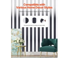 Koduva VEVOR lipni sienų plėvelė, 45 cm x 15 m, juoda ir balta, modernus geometrinis raštas