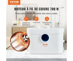 Koduva VEVOR macerator pump FLO700, 700 W, 9600 l/h, 410 x 185 x 280 mm