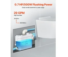 Koduva VEVOR maceratorinis siurblys FLO500, 500 W, 6600 l/h, 8 m kėlimo aukštis