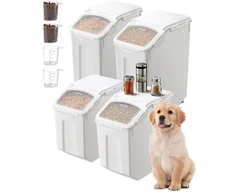 Koduva VEVOR maisto laikymo indas, 4 vnt., 15 l x2 ir 20 l x2, su ratukais, 4 matavimo puodeliai, hermetiškas dangtis