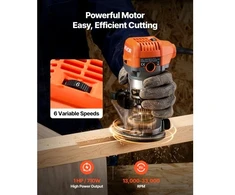 Koduva VEVOR medienos freza, 1 HP 710 W, kintamo greičio rankinė freza su minkštu paleidimu, fiksuotas pagrindas