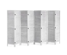 Koduva VEVOR medinė kambario pertvara, 8 panelių sulankstoma privatumo širma, 1700 mm aukščio, balta