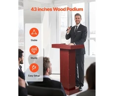 VEVOR Medinis podiumas, 1040 mm, pastatomas, su plačiu skaitymo paviršiumi ir lentyna
