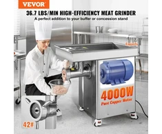 VEVOR Mėsmalė DJ-42, 36.7 lbs/min, 4000 W, sidabrinė, nerūdijantis plienas