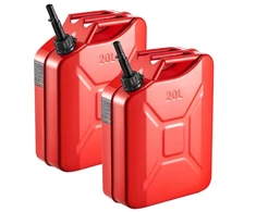 Koduva VEVOR metalinė kuro talpa, 20 l, su snapeliu ir patogia rankena, 6 l/min, raudona, 2 vnt.