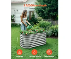 Koduva VEVOR metalinė paaukštinta lysvė, ovali, 1,2 x 0,6 x 0,6 m, cinkuota, be dugno